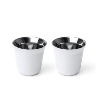 Комплект 2 чаши от рециклирана неръждаема стомана BOLUTO в бяло снимка