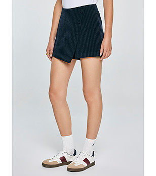 Къс пола-панталон в синьо на райе Elvi снимка