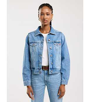 Дънково памучно дамско светлосиньо яке Josephine снимка