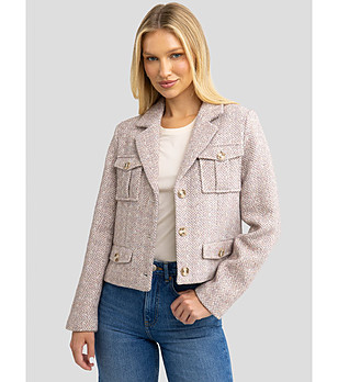 Дамско яке в цвят пудра Merta с вълна снимка