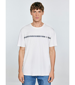 Бяла памучна мъжка тениска Misser снимка