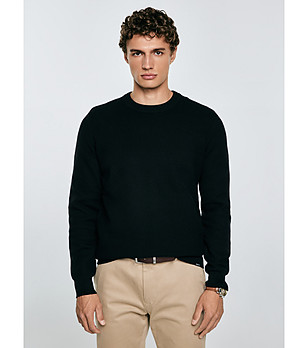 Черен памучен мъжки пуловер Reylon снимка