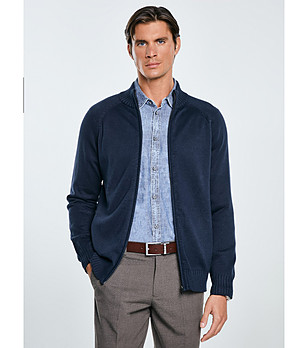 Тъмносиня памучна мъжка жилетка Nazar снимка