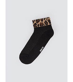 Черни дамски чорапи с леопардов принт Pantara снимка