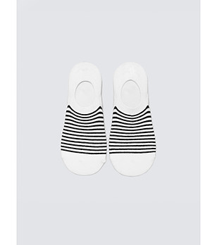 Дамски чорапи тип терлик в бяло на черно райе Olga снимка