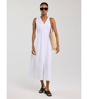 Бяла рокля от памук и лен Willow снимка