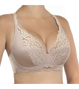 Сутиен в бежово с дантела Cottonella снимка