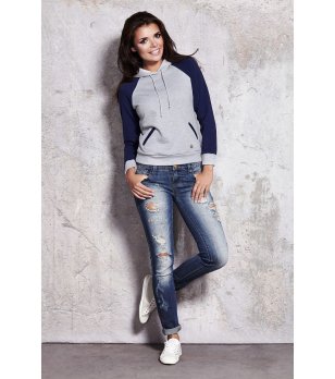 Памучен дамски суитшърт в сиво и тъмносиньо Dorothy снимка