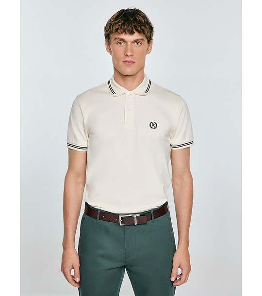 Памучна мъжка блуза в цвят крем Poller снимка