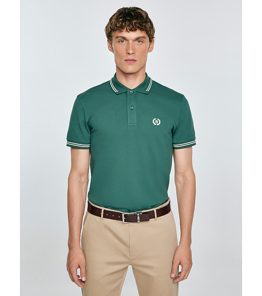 Памучна мъжка блуза в зелено Poller снимка