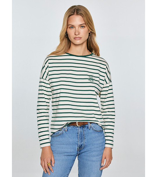 Памучна дамска блуза на зелено райе Alerra снимка