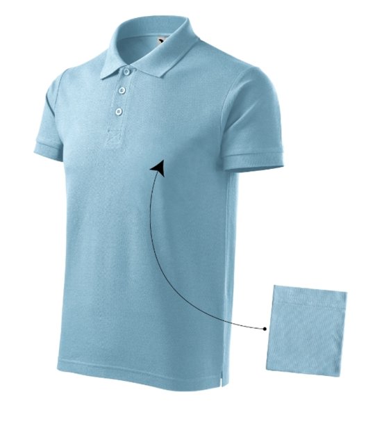 Mъжка блуза с къс ръкав и яка в синьо Polo снимка