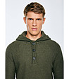 Тъмнозелен мъжки памучен пуловер с качулка Carlson-3 снимка