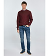 Памучен мъжки пуловер в бордо Carlo-2 снимка