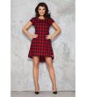 Рокля на каре в червено и черно Vivian-0 снимка