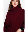 Дамски пуловер в бордо с ефектна яка-4 снимка