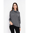 Дамски пуловер в сиво с ефектна яка-2 снимка