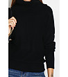 Дамски пуловер в черно с ефектна яка-3 снимка