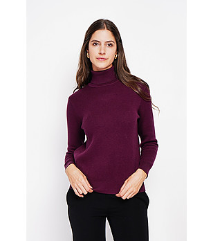 Дамски пуловер във вишнав нюанс снимка