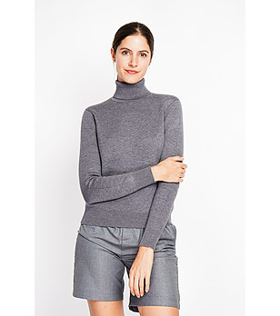 Дамски пуловер в тъмносиво снимка