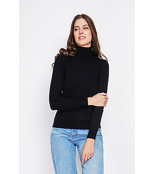 Черен дамски поло пуловер снимка