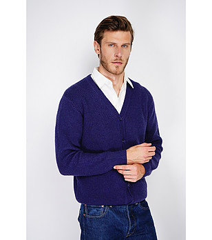 Тъмносиня мъжка жилетка с кашмир снимка