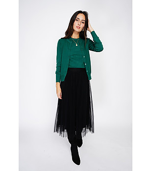 Комплект от блуза и жилетка в тъмнозелено с кашмир снимка