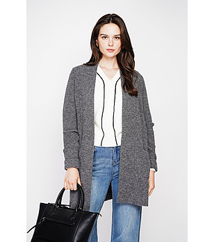 Дамска сива жилетка с джобове снимка