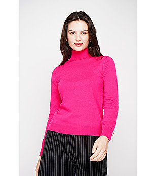 Дамски цикламен поло пуловер снимка