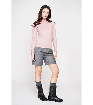 Дамски пуловер в цвят розова пудра снимка