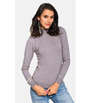 Сив дамски пуловер с кашмир снимка