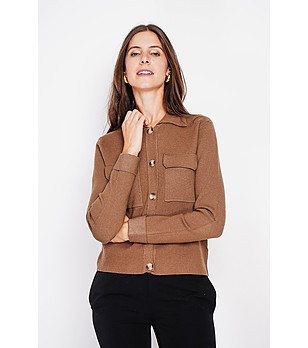 Дамска кафява жилетка с кашмир снимка