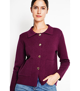 Елегантно дамско сако стил жилетка в тъмна циклама снимка