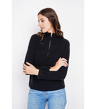 Дамски пуловер в черно снимка