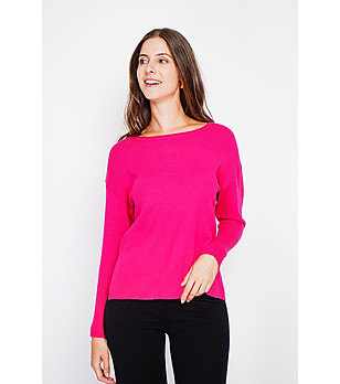 Дамски оversize пуловер в циклама снимка