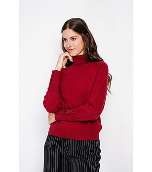 Дамски пуловер в бордо снимка