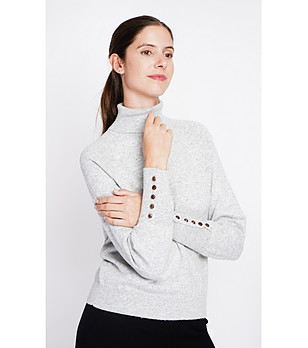 Дамски оversize пуловер в светлосиво снимка