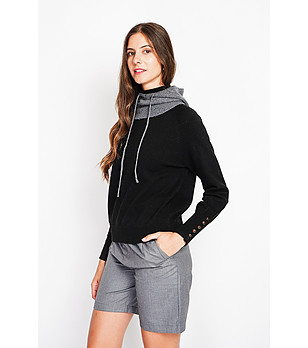 Дамски оversize пуловер в черно снимка