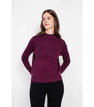 Дамски зимен термо пуловер във виолетово снимка