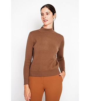 Дамски зимен термо пуловер в кафяво снимка