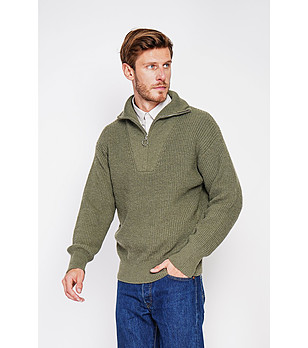 Мъжки пуловер в цвят каки снимка