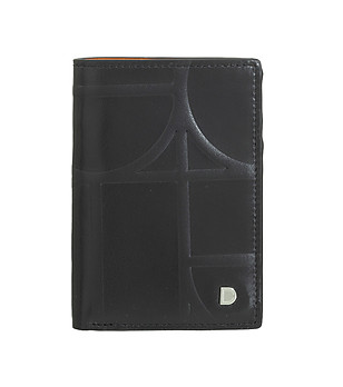 Мъжки портфейл от естествена кожа в черно и оранжево Capri снимка