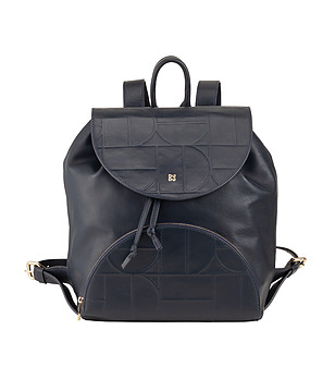 Тъмносиня кожена раница ZOE снимка