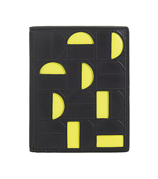 Черен кожен мъжки портфейл с жълти детайли Rodi снимка