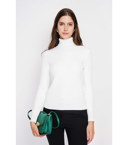 Дамски пуловер в цвят крем снимка