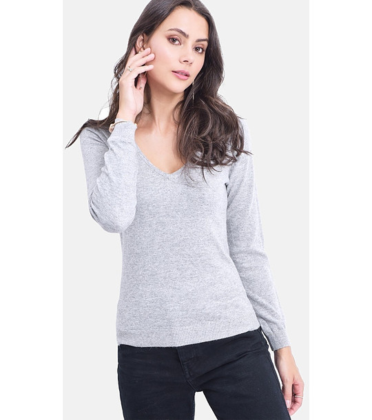 Дамски светлосив пуловер снимка