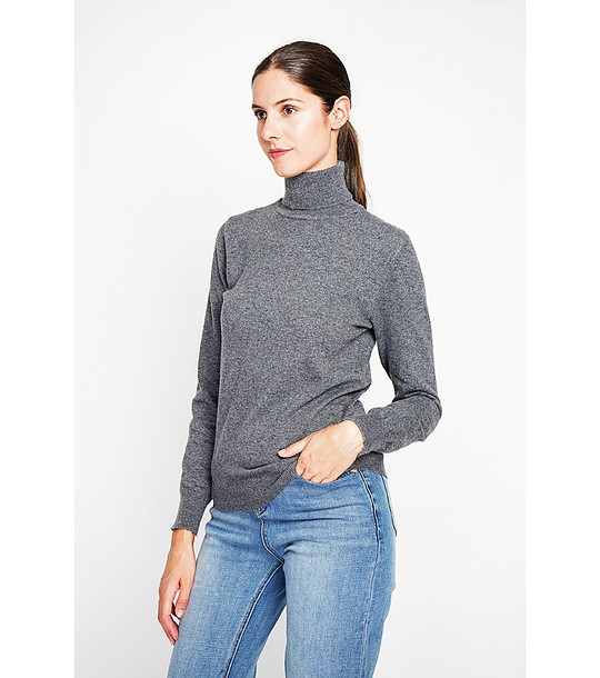 Тъмносив дамски поло пуловер снимка