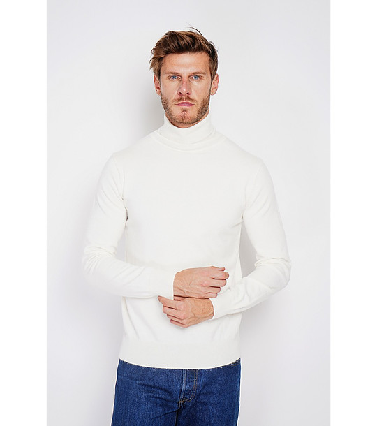 Мъжки пуловер в цвят крем снимка