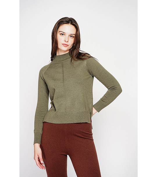 Дамски пуловер в цвят каки снимка