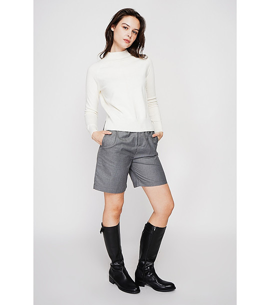 Дамски пуловер в цвят крем снимка